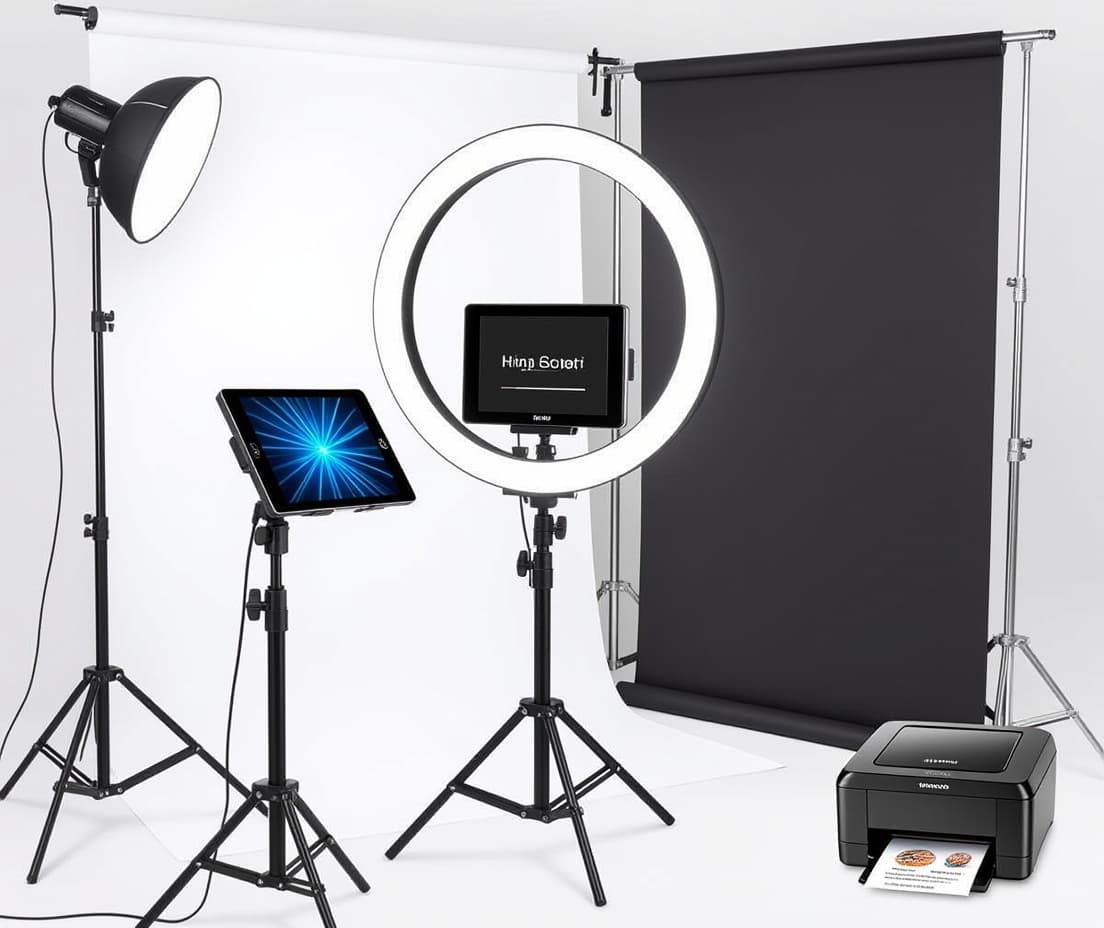 Tablette Photobooth IA complète avec accessoires