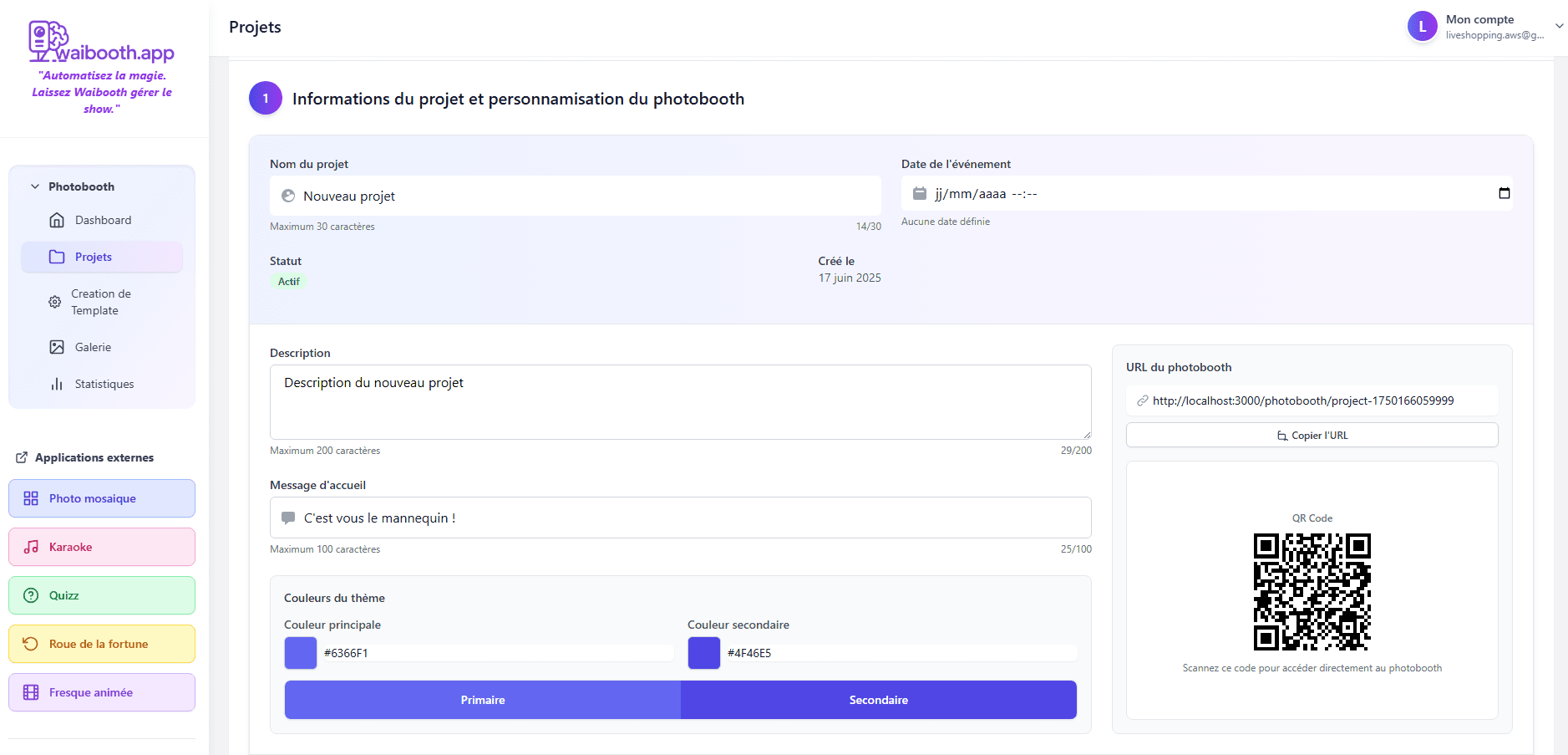 Création de votre projet