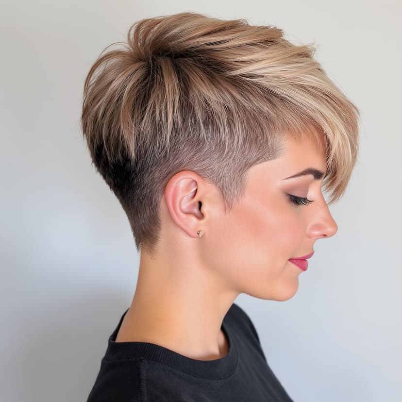 Coupe pixie moderne avec mèches